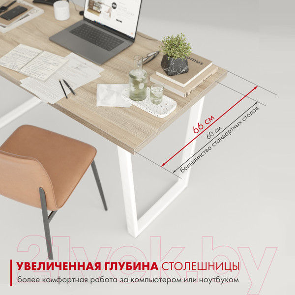 Изображение товара Письменный стол Domus СП013 / 12.013.403.06 (вяз светлый/металл белый)