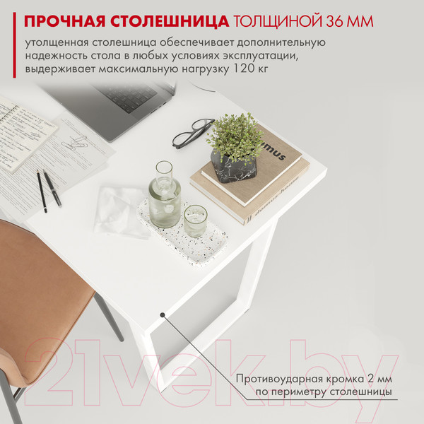 Изображение товара Письменный стол Domus СП013 / 12.013.403.01 (белый/металл белый)