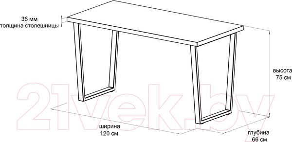 Изображение товара Письменный стол Domus СП013 / 12.013.403.02 (белый/металл черный)