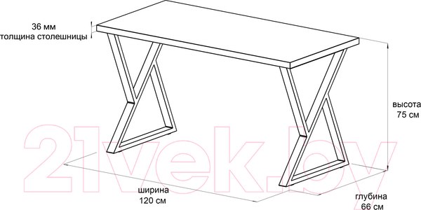 Изображение товара Письменный стол Domus СП014 / 12.014.403.02 (белый/металл черный)