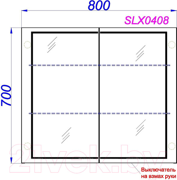 Изображение товара Шкаф с зеркалом для ванной Aqwella Simplex / SLX0408