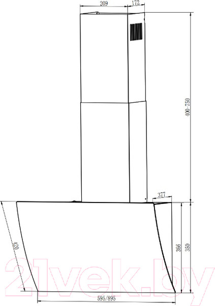 Изображение товара Вытяжка наклонная Elikor Wave 50 BK / 243077