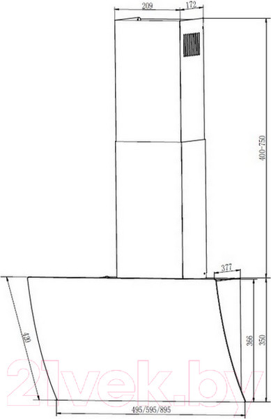 Изображение товара Вытяжка наклонная Elikor Wave 50 BK / 243077