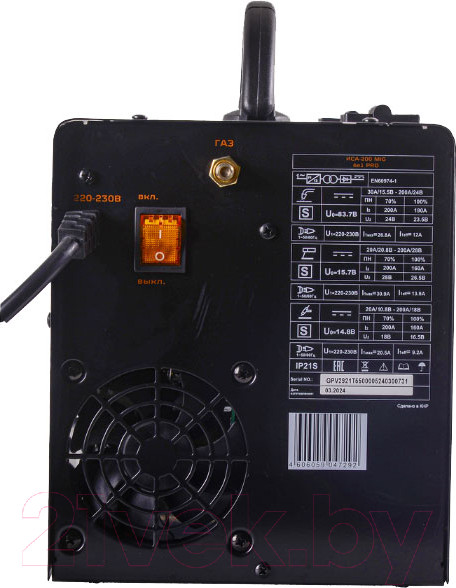 Изображение товара Полуавтомат сварочный Вихрь ИСА-200 MIG PRO 65/185