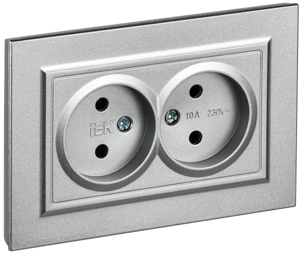 Изображение товара Розетка IEK Brite BR-R20-10-K47-F (алюминий)