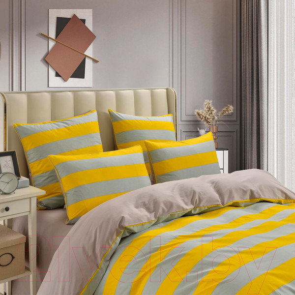 Изображение товара Комплект постельного белья Sofi de Marko Алан 2х / 2х-5666 (желтый)