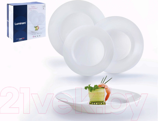 Изображение товара Набор тарелок Luminarc Plumi V5586 (18шт, белый)
