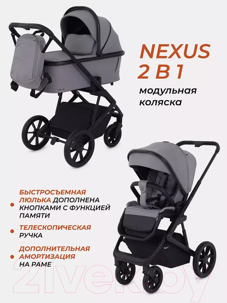 Изображение товара Детская универсальная коляска Rant Basic Nexus 2 в 1 / RA106 (облако/серый)