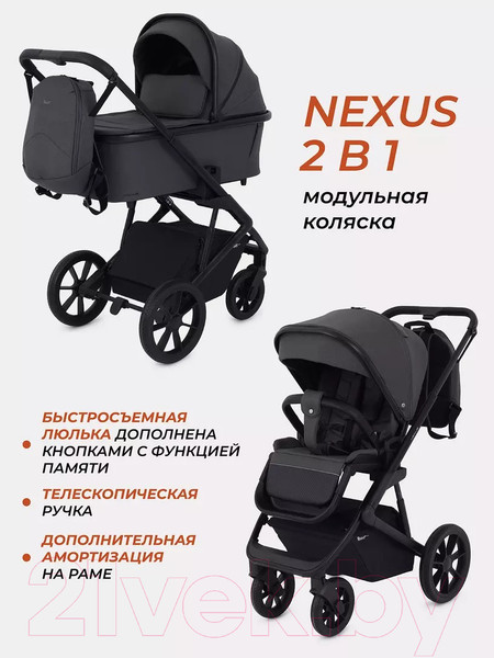 Изображение товара Детская универсальная коляска Rant Basic Nexus 2 в 1 / RA106 (темная тень/графит)