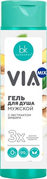 Изображение товара Гель для душа BelKosmex VIA Mix мужской с экстрактом имбиря (320г)