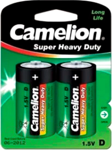 Изображение товара Комплект батареек Camelion R20P-ВР2 12/144 (зеленый)