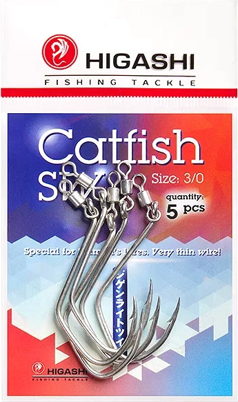 Изображение товара Набор крючков рыболовных Higashi Catfish №3/0 Tin SW / 03327