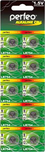 Изображение товара Комплект батареек Perfeo AG5 LR754/10BL
