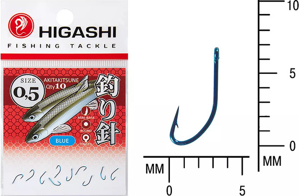 Изображение товара Набор крючков рыболовных Higashi Akitakitsune ringed №0.5 Green / 04894
