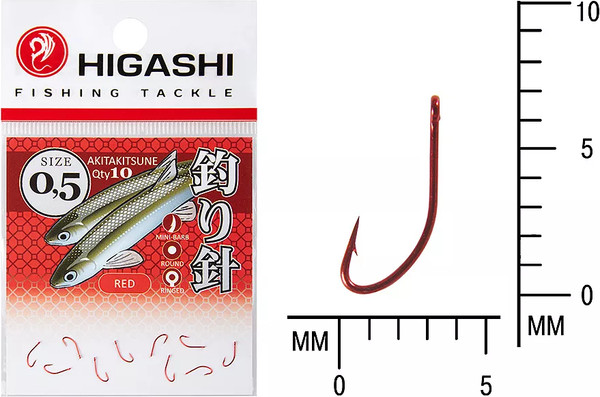 Изображение товара Набор крючков рыболовных Higashi Akitakitsune ringed №0.5 Red / 01338