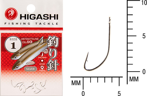 Изображение товара Набор крючков рыболовных Higashi Akitakitsune ringed №1 Silver / 02812