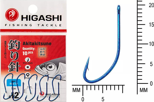 Изображение товара Набор крючков рыболовных Higashi Akitakitsune ringed №12 Blue UV / 04925
