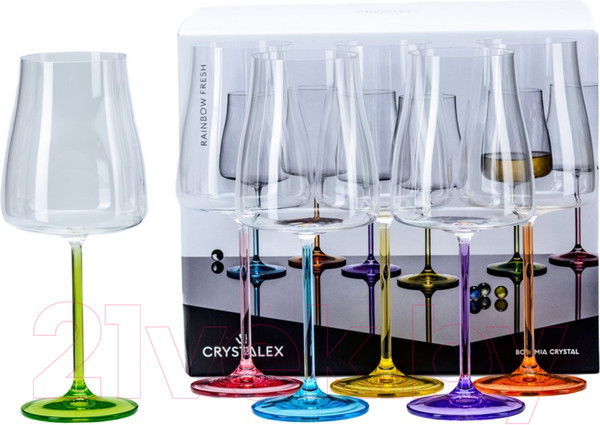 Изображение товара Набор бокалов Bohemia Crystalex Rainbow 40950/38335/600 (6шт)
