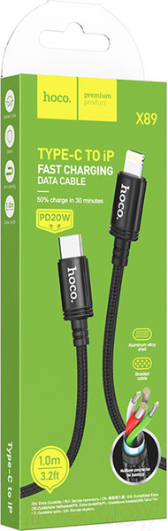 Изображение товара Кабель Hoco X89 Type-C Lightning (1м, черный)