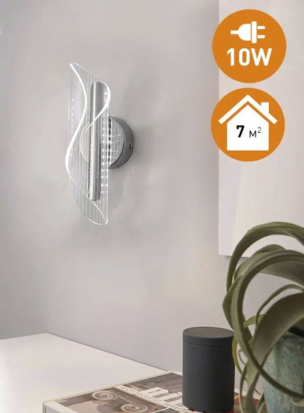 Изображение товара Бра Estares Lumiera 10W I-ON/OFF-215x90x80-CHROME/CLEAR-220-IP20