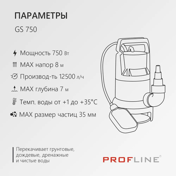 Изображение товара Дренажный насос PROFline GS 750