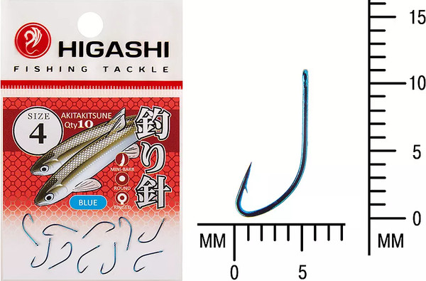 Изображение товара Набор крючков рыболовных Higashi Akitakitsune ringed #4 Blue / 04067