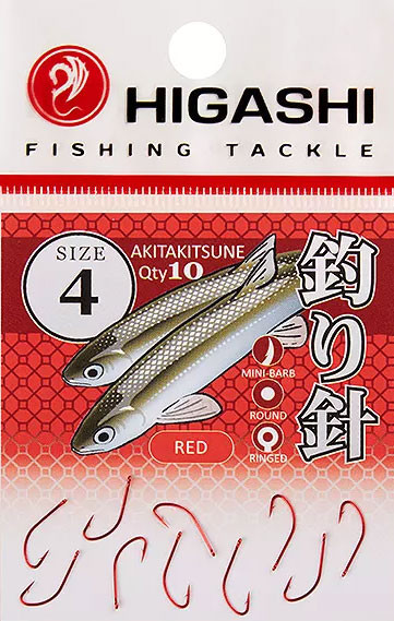 Изображение товара Набор крючков рыболовных Higashi Akitakitsune ringed #4 Red / 01339