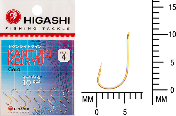 Изображение товара Набор крючков рыболовных Higashi Kantuki Keiryu #4 Gold / 01362