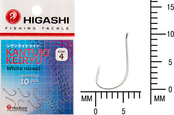 Изображение товара Набор крючков рыболовных Higashi Kantuki Keiryu #4 White nickel / 01357