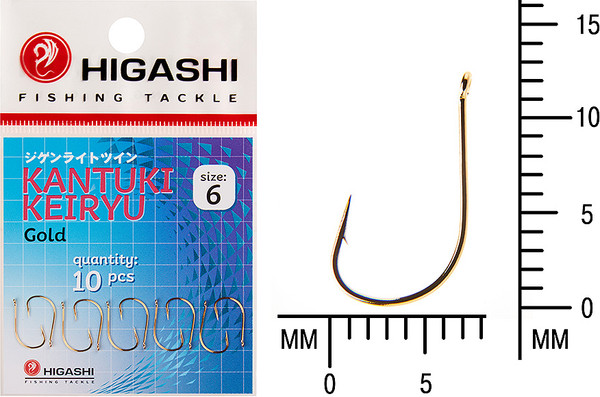 Изображение товара Набор крючков рыболовных Higashi Kantuki Keiryu #6 Gold / 01363