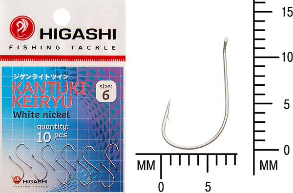 Изображение товара Набор крючков рыболовных Higashi Kantuki Keiryu #6 White nickel / 01358