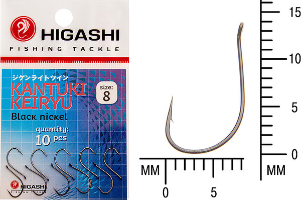 Изображение товара Набор крючков рыболовных Higashi Kantuki Keiryu #8 Black nickel / 01369