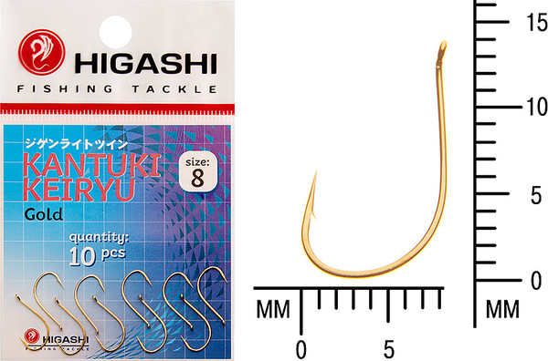 Изображение товара Набор крючков рыболовных Higashi Kantuki Keiryu #8 Gold / 01364