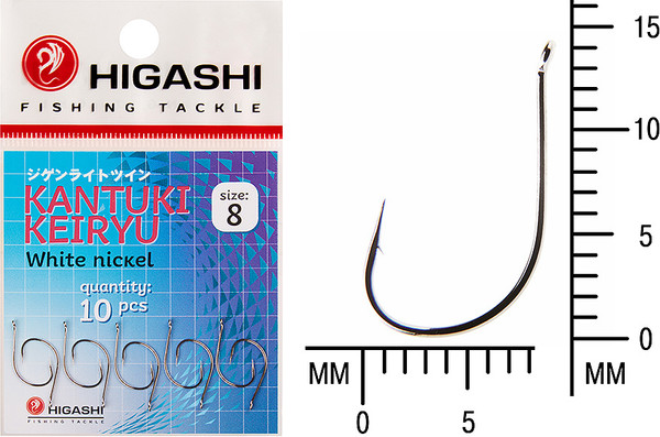 Изображение товара Набор крючков рыболовных Higashi Kantuki Keiryu #8 White nickel / 01359