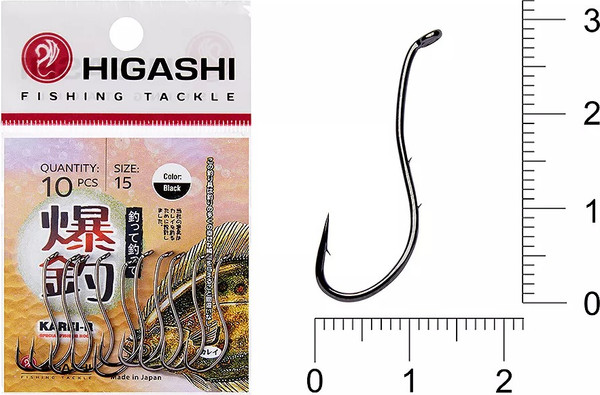 Изображение товара Набор крючков рыболовных Higashi Karei R #15 Black / 04908_3635