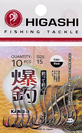 Изображение товара Набор крючков рыболовных Higashi Karei R #15 Black / 04908_3635