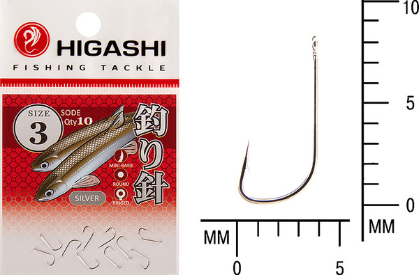 Изображение товара Набор крючков рыболовных Higashi Sode ringed #3 Silver / 03675