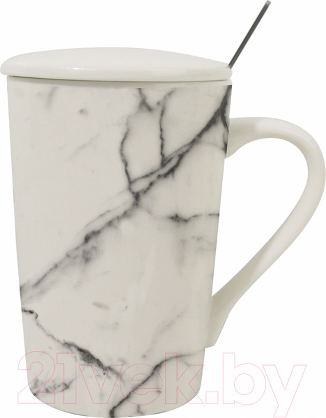 Изображение товара Кружка с ложкой Miniso Black and White Series 9964 (с крышкой)