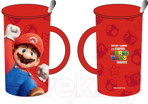 Изображение товара Кружка с ложкой Miniso Super Mario Bros Collection 7564 (с крышкой)