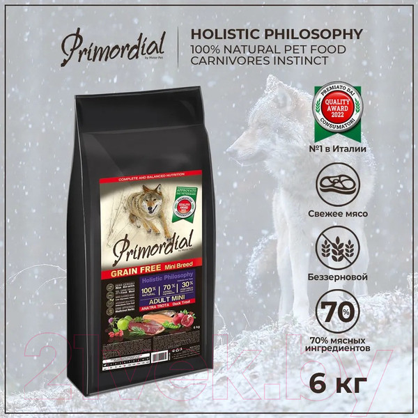 Изображение товара Сухой корм для собак Primordial Dog Mini Adult Trout & Duck MSP5106 (6кг)