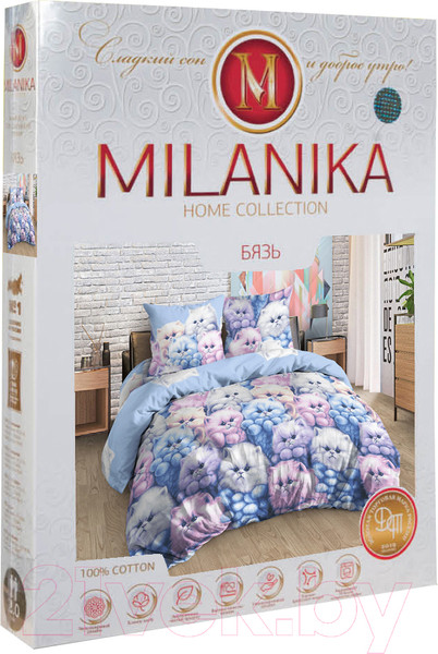 Изображение товара Комплект постельного белья Milanika Милашки Семейный (бязь)