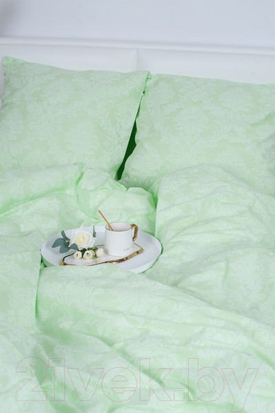 Изображение товара Комплект постельного белья Milanika Изумруд Евро (поплин-жаккард)