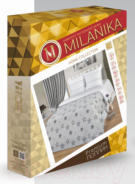 Изображение товара Комплект постельного белья Milanika Звездный Евро (поплин)