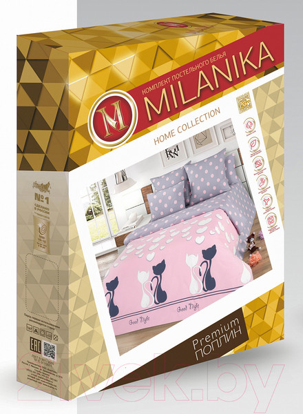 Изображение товара Комплект постельного белья Milanika ЛяМурр Евро (поплин)