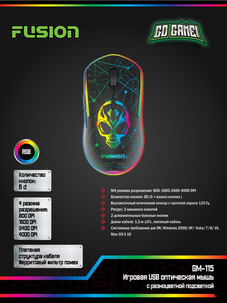 Изображение товара Мышь FUSION Electronics GM-115