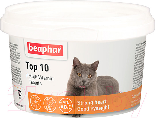 Изображение товара Кормовая добавка для животных Beaphar Тор 10 Multi Vitamin для кошек / 13213 (180таб)