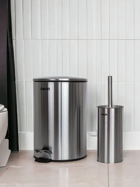 Изображение товара Мусорное ведро Orion Home 770070 с ершиком (7л, серебристый)