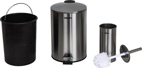 Изображение товара Мусорное ведро Orion Home 770070 с ершиком (7л, серебристый)