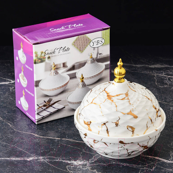 Изображение товара Сахарница ЭСТЕТ Золотой мрамор / ЭТ-73598