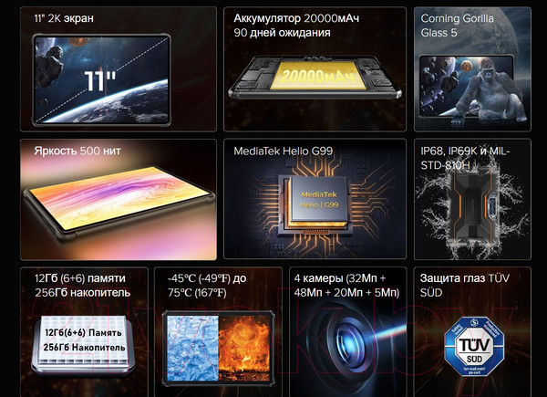 Изображение товара Планшет Oukitel RT8 6GB/256GB (черный)